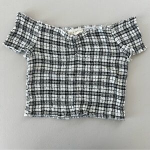 L.A Hearts // Plaid Off-shoulder Croptop